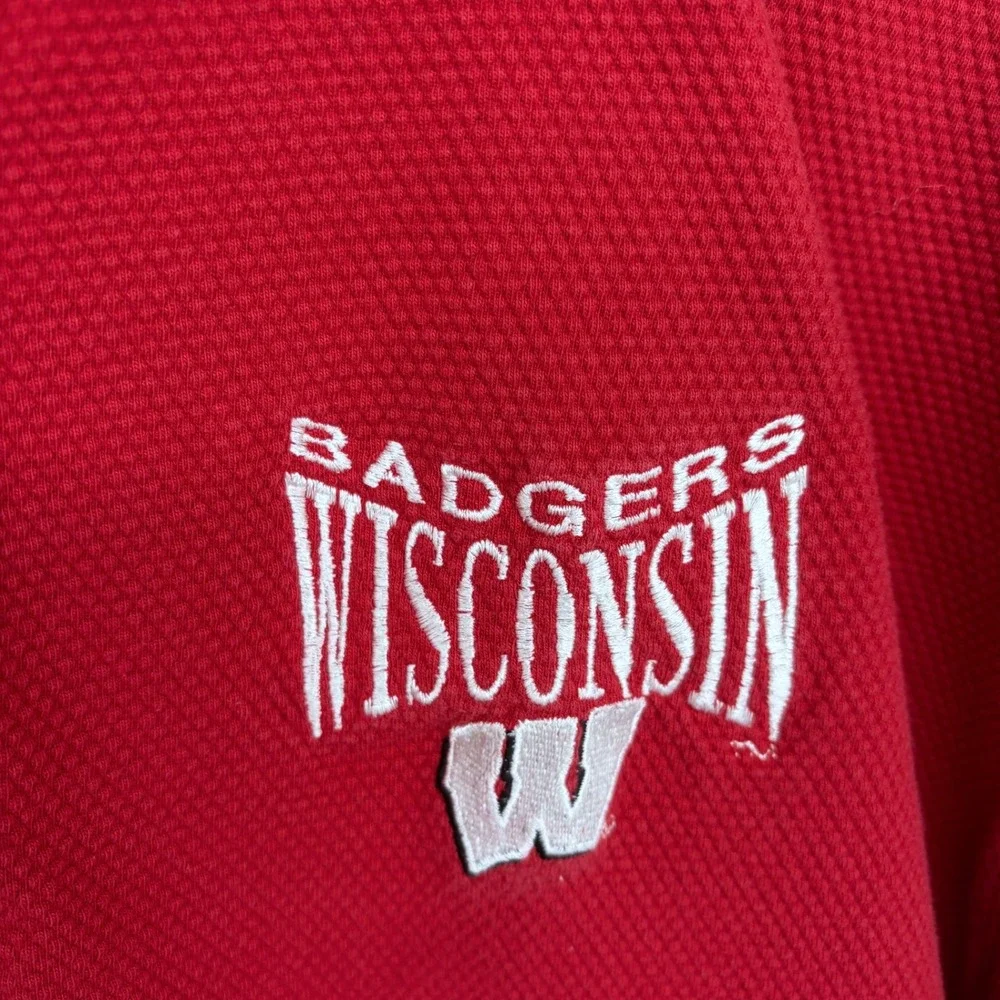 Cadre Athletic Wisconsin Badgers‎ Polo Shirt Men's Large Red Embroidered Waffle - Picture 4 of 6